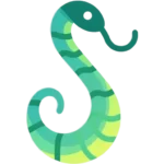 Stilisiertes Symbol einer Kundalini-Schlange in Spiralform, das die Aktivierung der Lebensenergie, Bewusstseinserweiterung und Lichtarbeit darstellt.